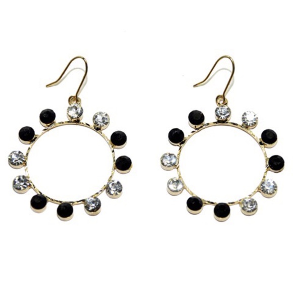 Bdazzle Black and Clear Glass Crystal Earrings - Picture 4 of 5